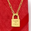 Ross-Simons Italian 18kt Gold Over Sterling "Made in Italy" Lock Pendant Paper Clip Link Necklace - 2 of 3