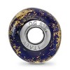 Black Bow Jewelry Dark Blue w/Gold Foil Ceramic & Sterling Silver Bead Charm, 14mm - 2 of 4