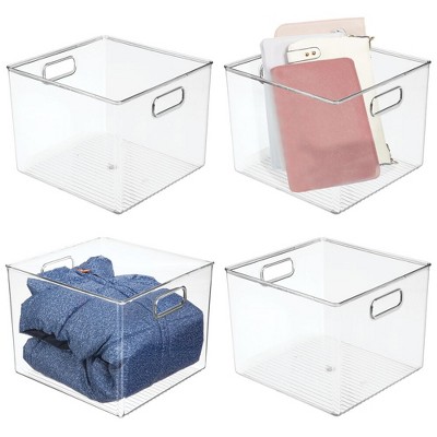 Mdesign Linus Plastic Kitchen Pantry Storage Organizer Bin With Handles, 4  Pack - Clear, 12 X 10 X 7.75 : Target