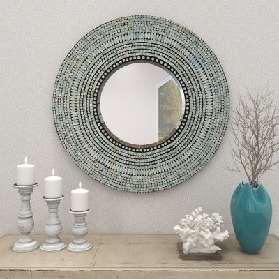 Coastal Charm Full-Length Oval Wood & Shell Wall Mirror