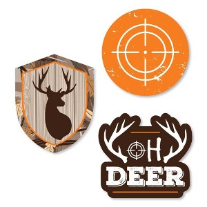 Big Dot of Happiness Gone Hunting - DIY Shaped Deer Hunting Camo Baby Shower or Birthday Party Cut-Outs - 24 Count - 1 of 4