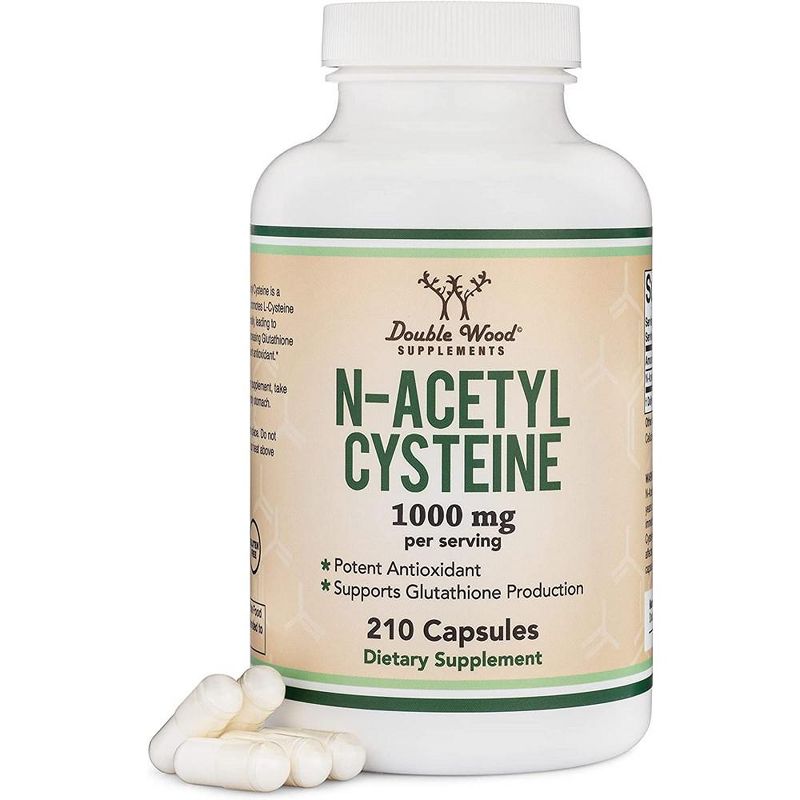 N-Acetyl Cysteine (NAC) - 210 x 500 mg capsules by Double Wood Supplements - Increases Glutathione Levels, 1 of 4