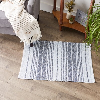 Stonewash Blue Handwoven Recycled Cotton Yarn Rug 2x3 Ft