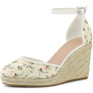 Allegra K Women's Closed Toe Lace Wedge Heels Wedge Sandals - 1 of 4