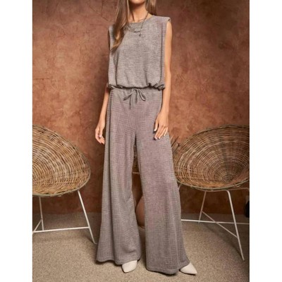 Women's Velvet Textured High-rise Wide Leg Pants - DAVI & DANI