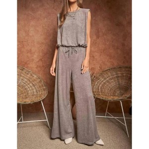 Women's Velvet Textured High-rise Wide Leg Pants - DAVI & DANI - 1 of 4
