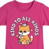 Girls' - Instant Message - Kawaii Cat with Mice Kind To All Kinds Fitted Short Sleeve Graphic T-Shirt - 2 of 4