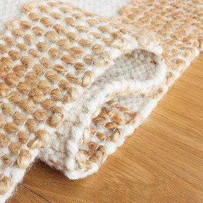 Ivory and Natural Hand-Knotted Wool Area Rug, 3' x 5'