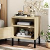 Angel Sar Rattan Night Stand Set 2, Boho Wood Nightstands Set of 2 with Door, Open Storage Space & Metal Legs, Natural Wood - 4 of 4