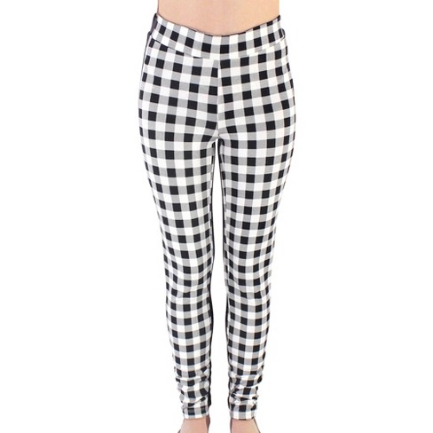 Touched By Nature Womens Organic Cotton Leggings, Black Plaid