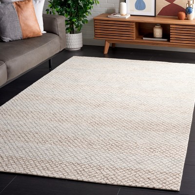 Ivory Hand-Tufted Wool Rectangular Area Rug 5' x 8'