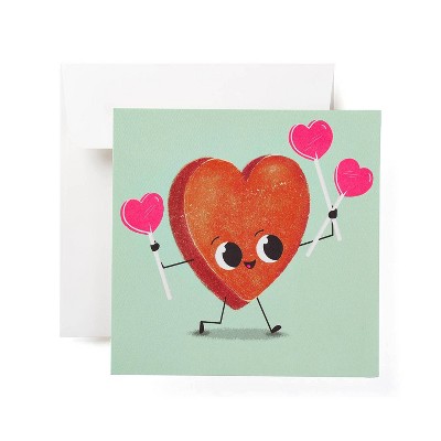 6ct Valentine's Day Cards Cute Heart Character