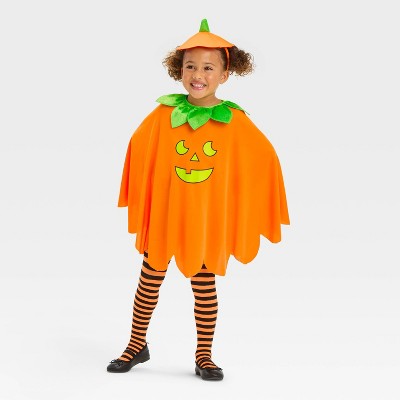 2pc Toddler Blacklight Responsive Pumpkin Poncho Halloween Costume Kit - Hyde and EEK! Boutique™