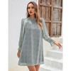 Women's Ruffle Mock Neck Long Sleeve Floral Print Mini Dress Casual Pleated Flowy Babydoll Short Dress - 2 of 4