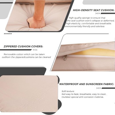 Close-up of removable zipper cushion covers showing fabric and zipper