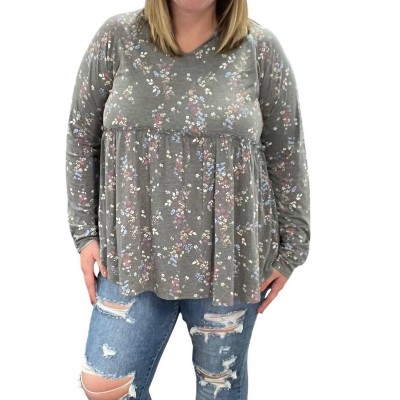 Women's Floral Hooded Babydoll Top - honeyme
