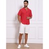 INSPIRE CHIC Men's Camp Collar Button Down Short Sleeve Hollow Texture Knit Shirts - 2 of 4