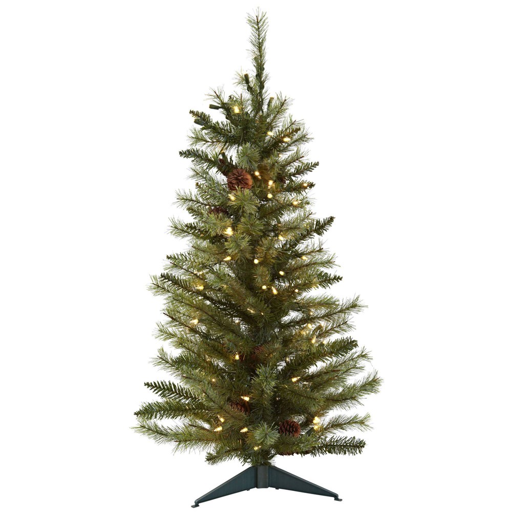 UPC 840703100061 product image for 3ft Nearly Natural Pre-Lit Artificial Christmas Tree with Pinecones Clear Lights | upcitemdb.com