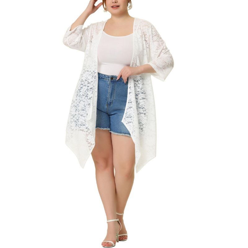 Agnes Orinda Women's Plus Size Draped Shawls Lightweight Open Front Lace Date Cardigans, 1 of 6