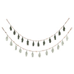 Transpac Fabric Tassel Tree Banner Set of 2 Multicolored Polyester Banners for Christmas Indoor Decoration - 1 of 1