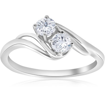 Pompeii3 5/8 ct Two Stone Diamond Forever Us Engagement Ring Solitaire 14k White Gold - Size 7