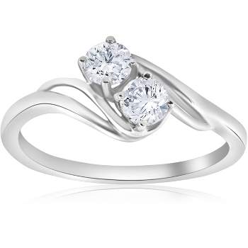 Pompeii3 5/8 ct Two Stone Diamond Forever Us Engagement Ring Solitaire 14k White Gold
