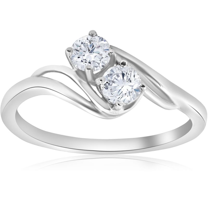 Pompeii3 5/8 ct Two Stone Diamond Forever Us Engagement Ring Solitaire 14k White Gold, 1 of 5