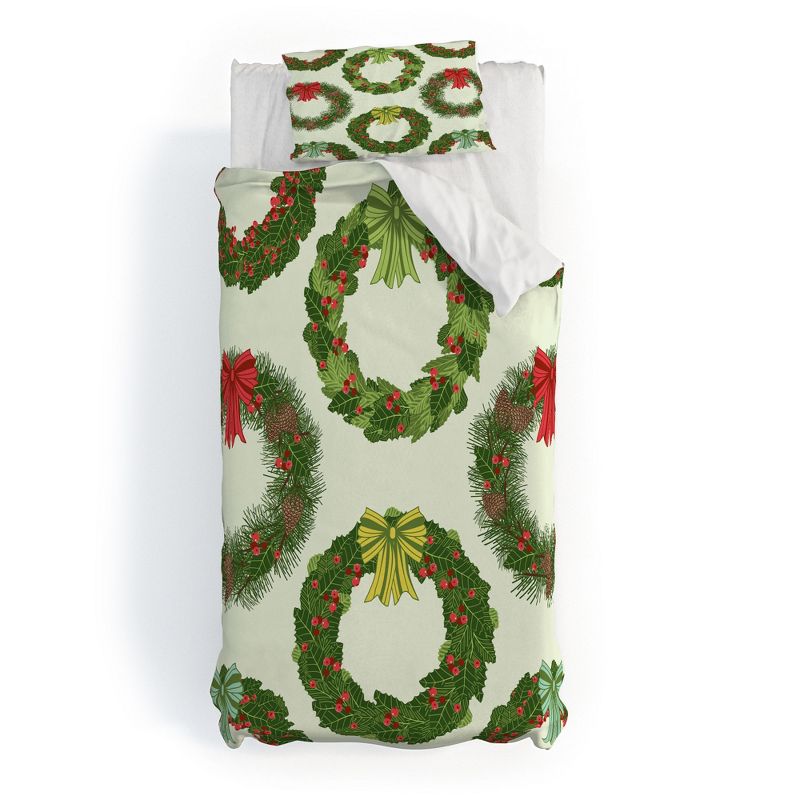 Sabine Reinhart Christmas Wreaths Duvet Cover + Pillow Sham(s) - Deny Designs, 1 of 5