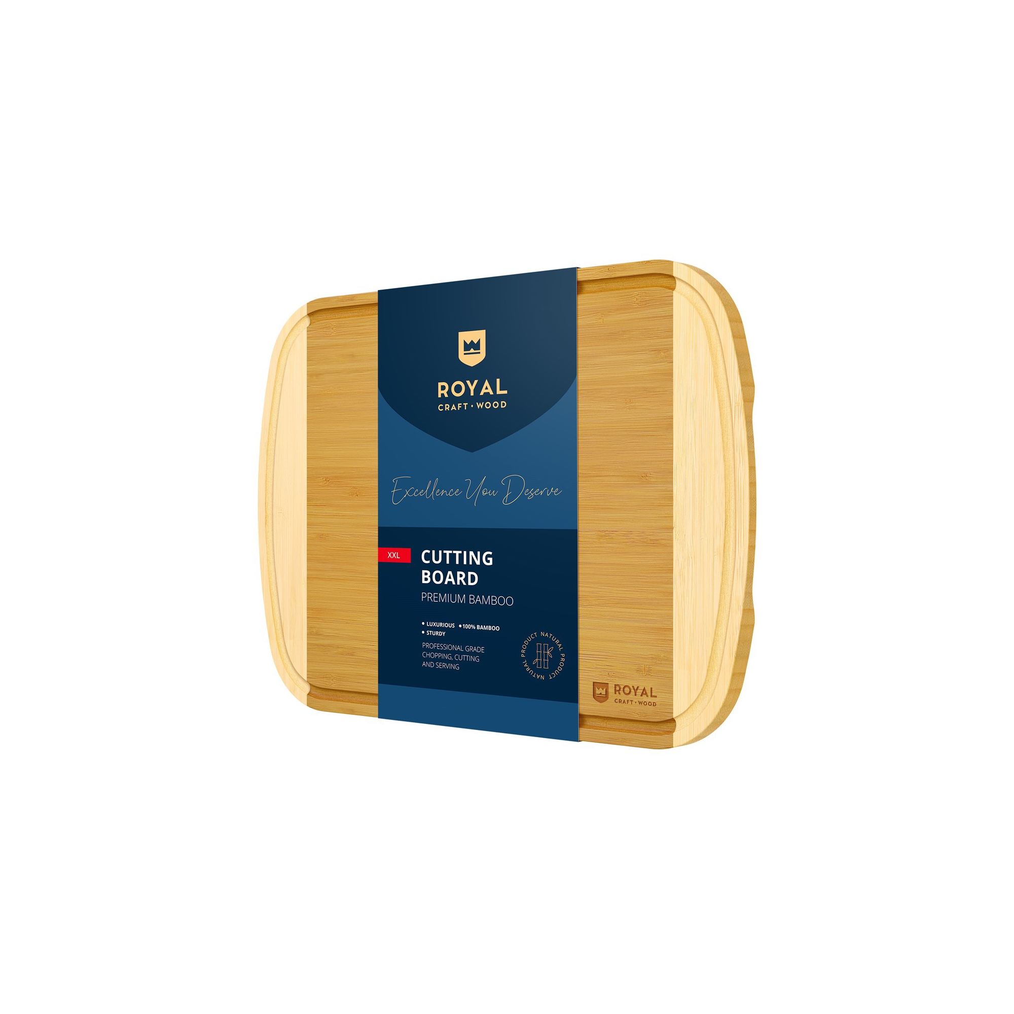 Royal Craft Wood Bamboo Cutting Board (Two-tone XXL, 20”x14”)