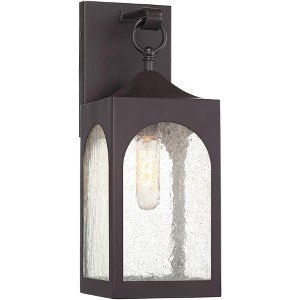 Possini Euro Design Tyne Modern Wall Light Sconce Bronze Metal Hardwire 6" Fixture Clear Seedy Glass for Bedroom Bathroom Vanity Reading Living Room - 1 of 4
