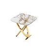 23.22" MDF Square Side Table with Marble Pattern Top and Gold Stainless Steel Base for Living Room - 3 of 4