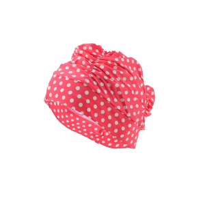 Unique Bargains Polyester Polka Dots Pattern Swim Cap 5.91"x9.25" Red White 1 Pc - 1 of 4