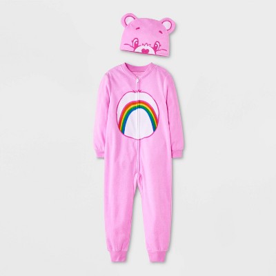 Toddler Girls' Care Bears Long Sleeve Blanket Sleeper Halloween Footed Pajama - White
