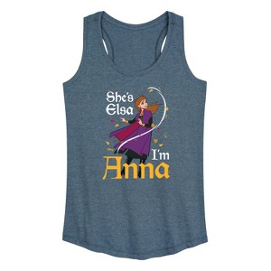 Women's - Frozen 2 - She's Elsa, I'm Anna Graphic Racerback Tank - 1 of 4