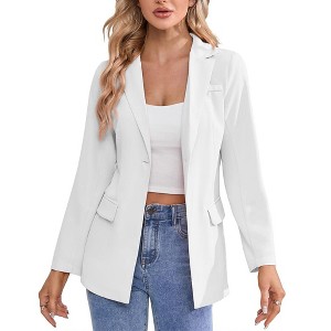 Blazer For Women Long Sleeve Open Front Casual Single Breasted Office Blazer With Pockets - 1 of 4