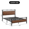 Bed Frame with Headboard, Industrial Platform Upholstered King Bed Frame with 14 Strong Metal Slats Support, 11'' Under-Bed Storage, Brown - 2 of 4