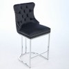 DOMETOUR 25" Counter Height Bar Stools Set of 2 Modern Velvet Upholstered Barstools with Button Back & Rivet Trim - 4 of 4