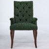 Akoasm Upholstered Chenille Fabric Arm Dining Chairs with Solid Wood Legs-Olive Green - 3 of 4