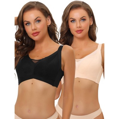 Allegra K Women's Adjustable Straps Minimizer Mesh Underwire Full Coverage Bras 2 Packs