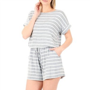 Women's Striped Short Romper - ZENANA - 1 of 2