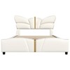 Grungis Full/Queen Size Upholstered Bed Frame with Butterfly Shaped Headboard,PU Leather Platform Bed with Gold Metal Decorations - 3 of 4