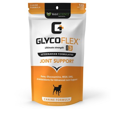 VetriScience Laboratories GlycoFlex Stage 3, Hip and Joint Supplement for Dogs, 120 Chewable Tablets