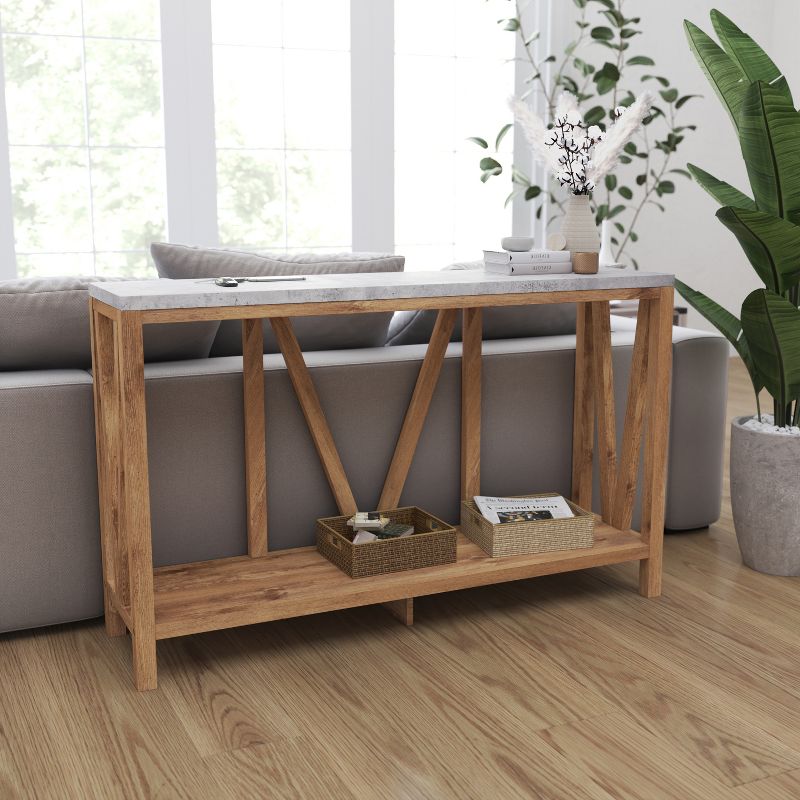Merrick Lane Modern Farmhouse Engineered Wood Sofa Table with Wood Bracing and Lower Shelf, 5 of 12