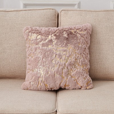 Luxury Chinchilla Faux Fur Gilded Dust Pink Pillow (22 In. x 22 In.)