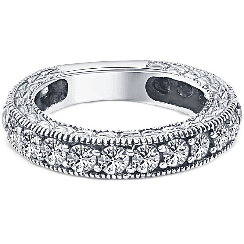 Pompeii3 1 3/8ct Antique Real Diamond Wedding Anniversary Ring, 4 of 6