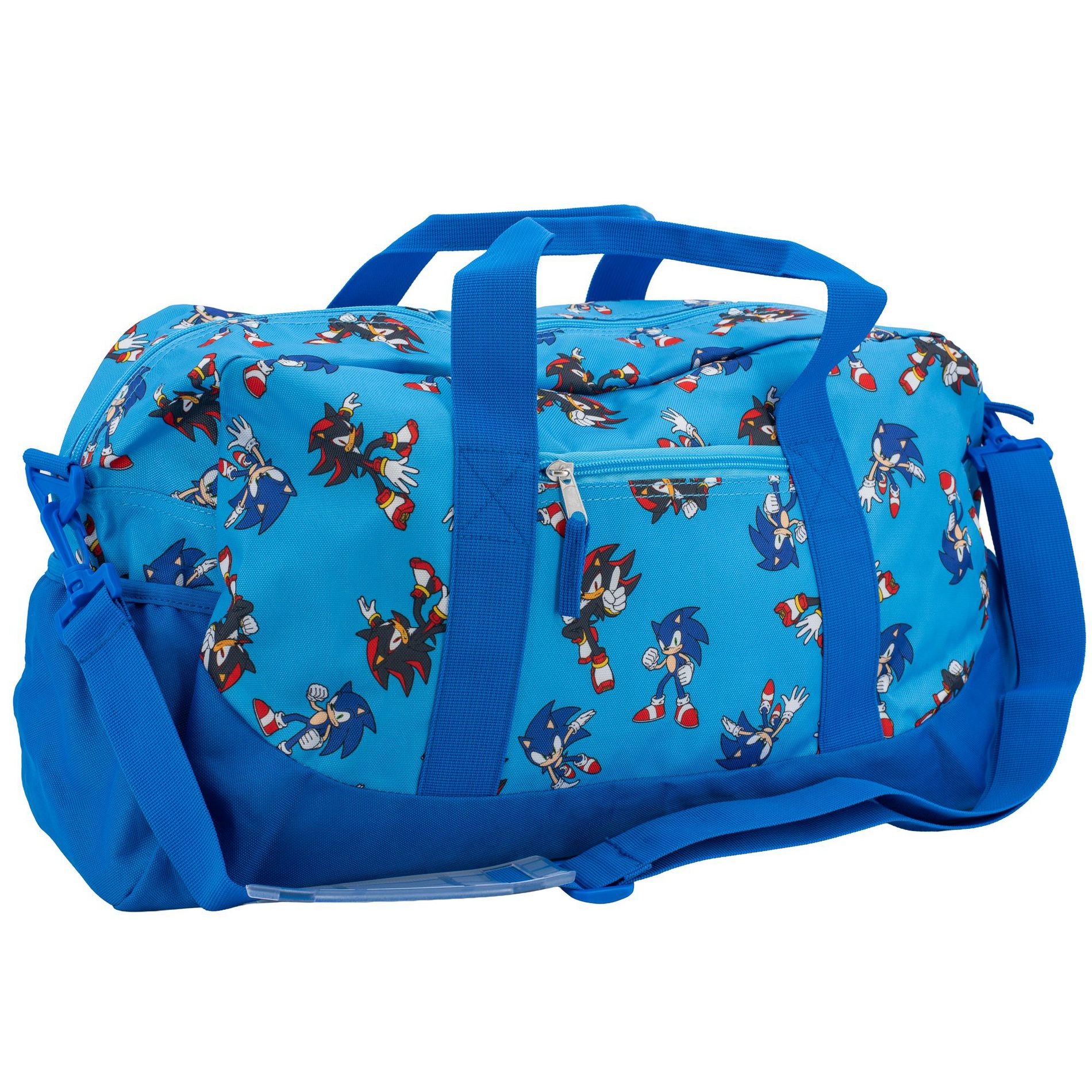 Sonic The Hedgehog & Shadow Duffle Bag, 16 inch Travel Sleepover Weekender Bag for Girls & Boys, Blue
