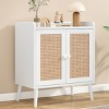 GlasFlength Kitchen Storage Accent Kitchen Cabinet Storage Cabinet Morden Sideboard Cabinet 2 Doors for Dining Room, White, 15"*26.4"*30" - 2 of 4