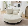 52.75'' Polyester Oversized Round Swivel Chair with Adjustable Phone Stand, Throw Pillows and Rotating Pulley - 4 of 4