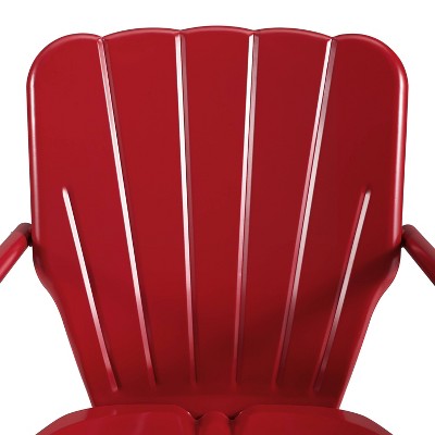 Retro Bright Red Gloss Metal Outdoor Chair Set of 2