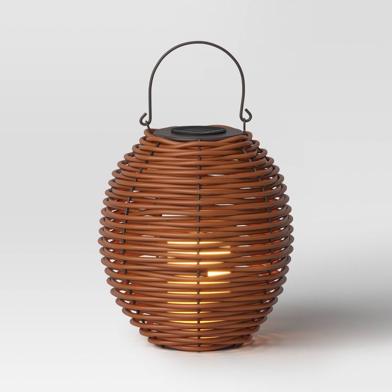 Resin Wicker Woven LED Outdoor Lantern Dark Brown - Threshold™, 4 of 7